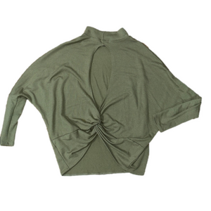 Buckle Black Ribbed Top Open Back Green Size Small Shirt